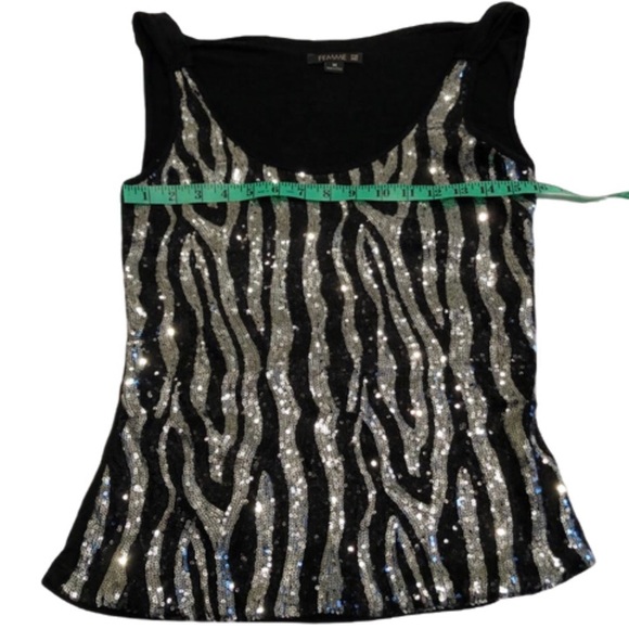 Femme de Carriere Sequined Tank Top Black Size M - Picture 5 of 9